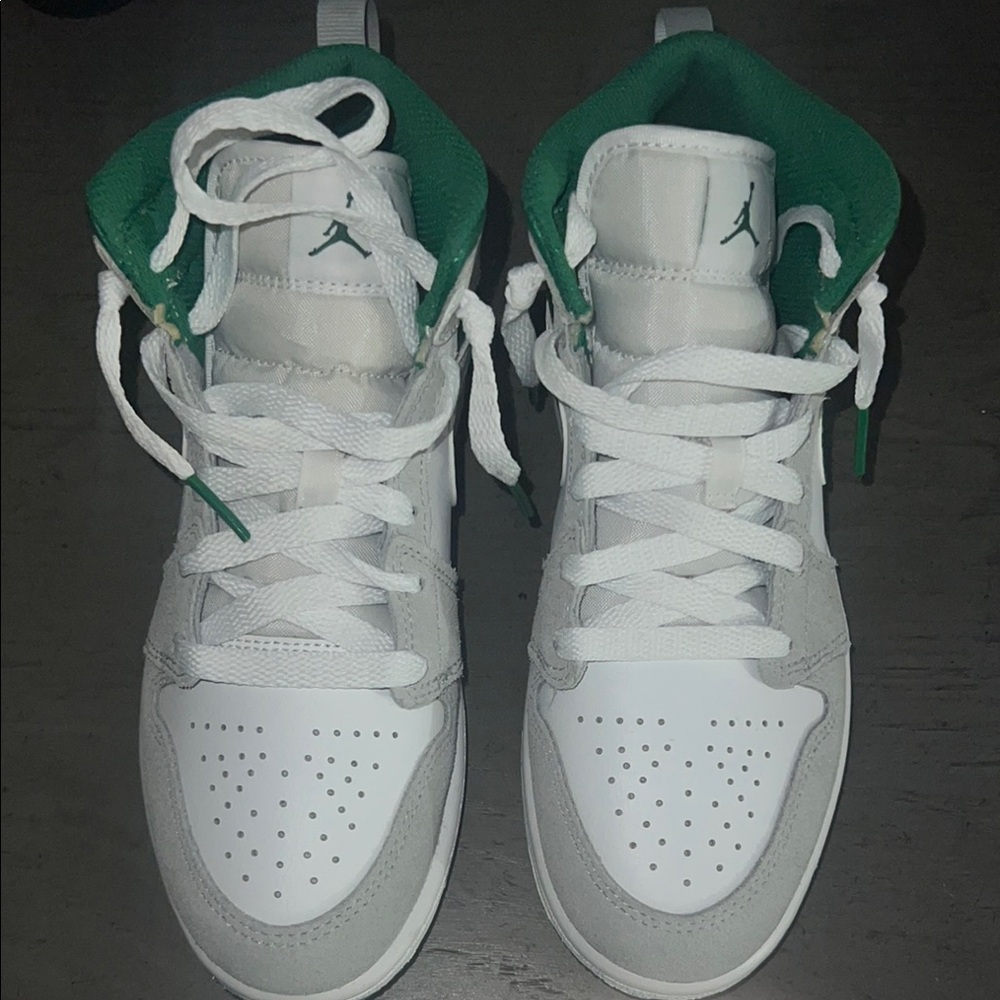Kids White and Green Sneakers